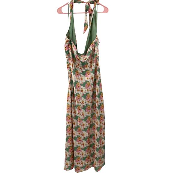 ASTR THE LABEL Giova Dress Size Large Maxi Wedding Cocktail Evening Floral Satin - Picture 4 of 15